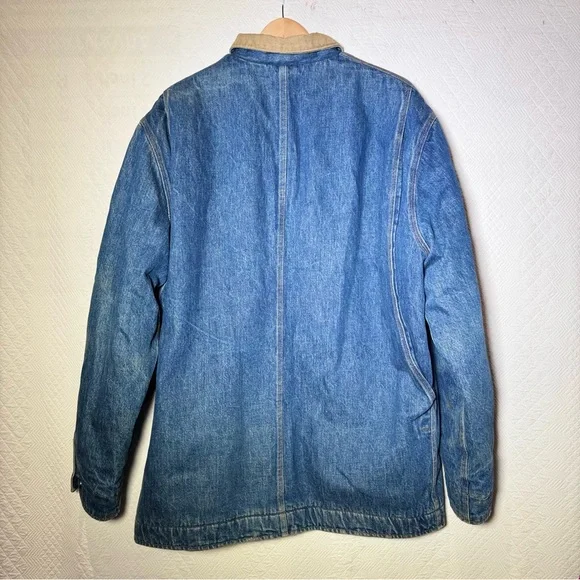 VINTAGE Polo Ralph Lauren authentic Denim Chore Flannel Lined jacket coat L USA! - Picture 10 of 16
